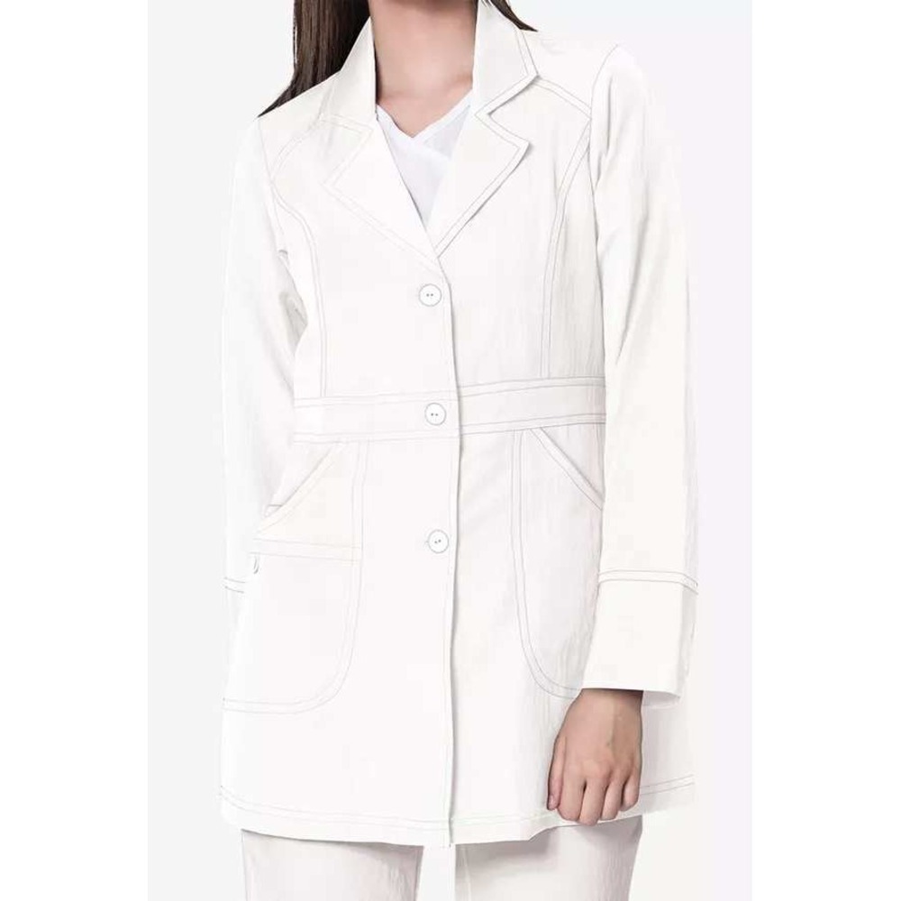 WonderWink Four Stretch Lab Coat Womens 2X White Medical Scrub Jacket NWT 7004